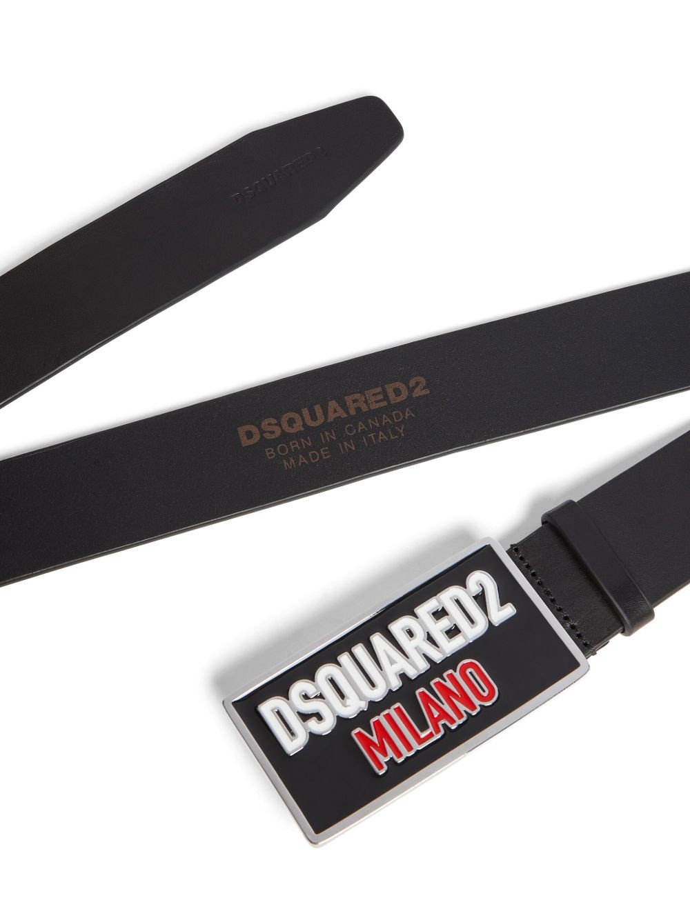 logo-plaque leather belt - 2