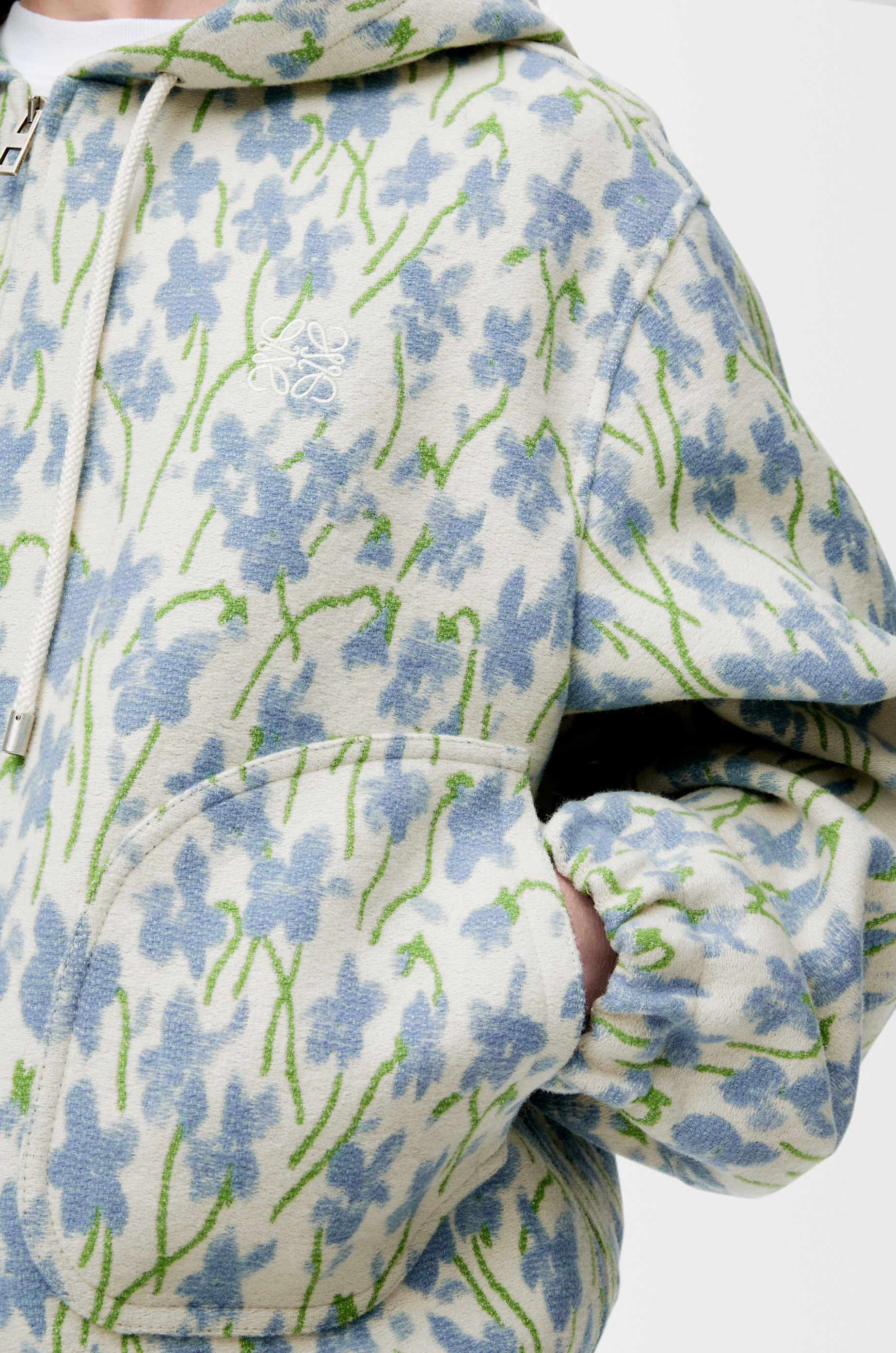 Hooded jacket in wool and cotton - 5