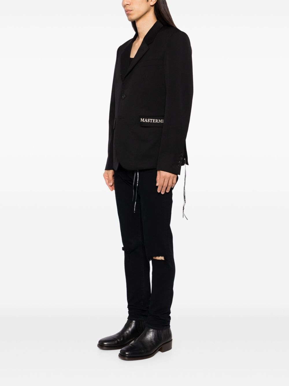 logo-embroidered blazer - 3