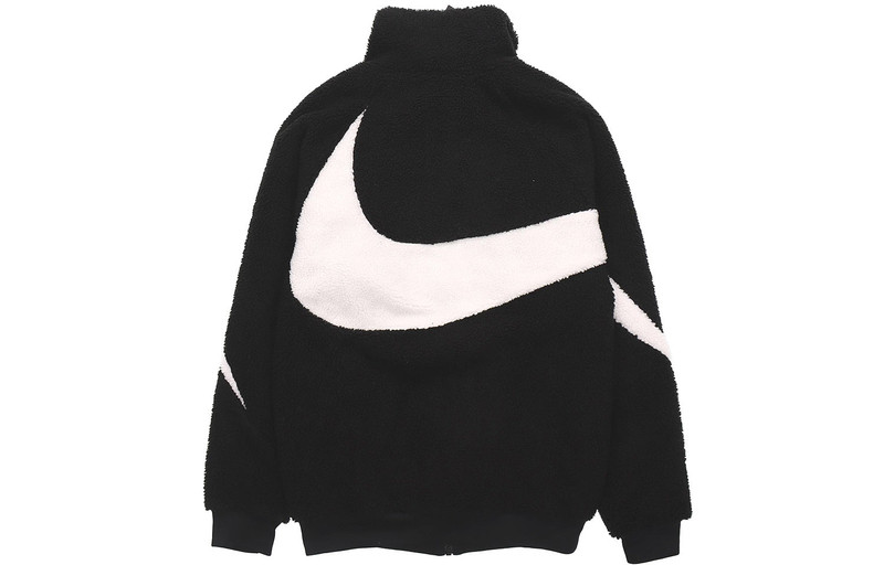 Nike Nike Big Swoosh Large Logo lamb's wool Stay Warm Stand Collar Jacket Black White DH2474-011 outlook