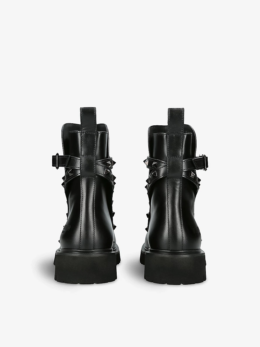 Rockstud spike-embellished leather ankle boots - 4