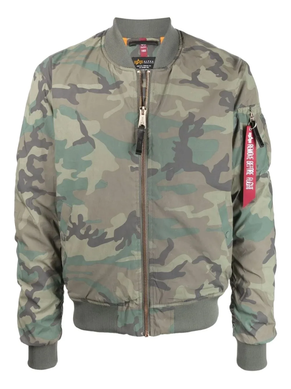 camouflage zip-up bomber jacket - 1