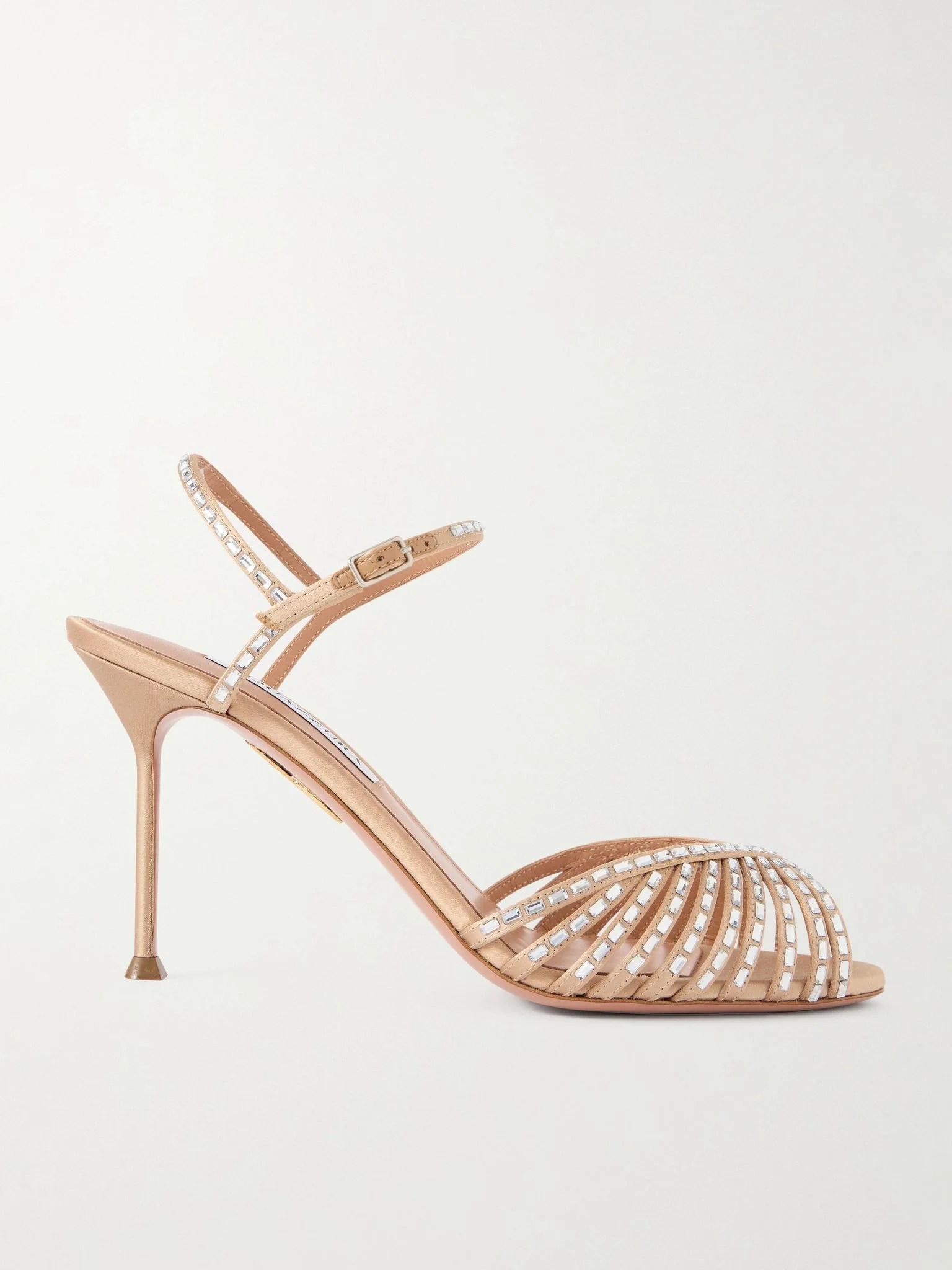 Hold Me 85 crystal-embellished satin sandals Neutral - 1