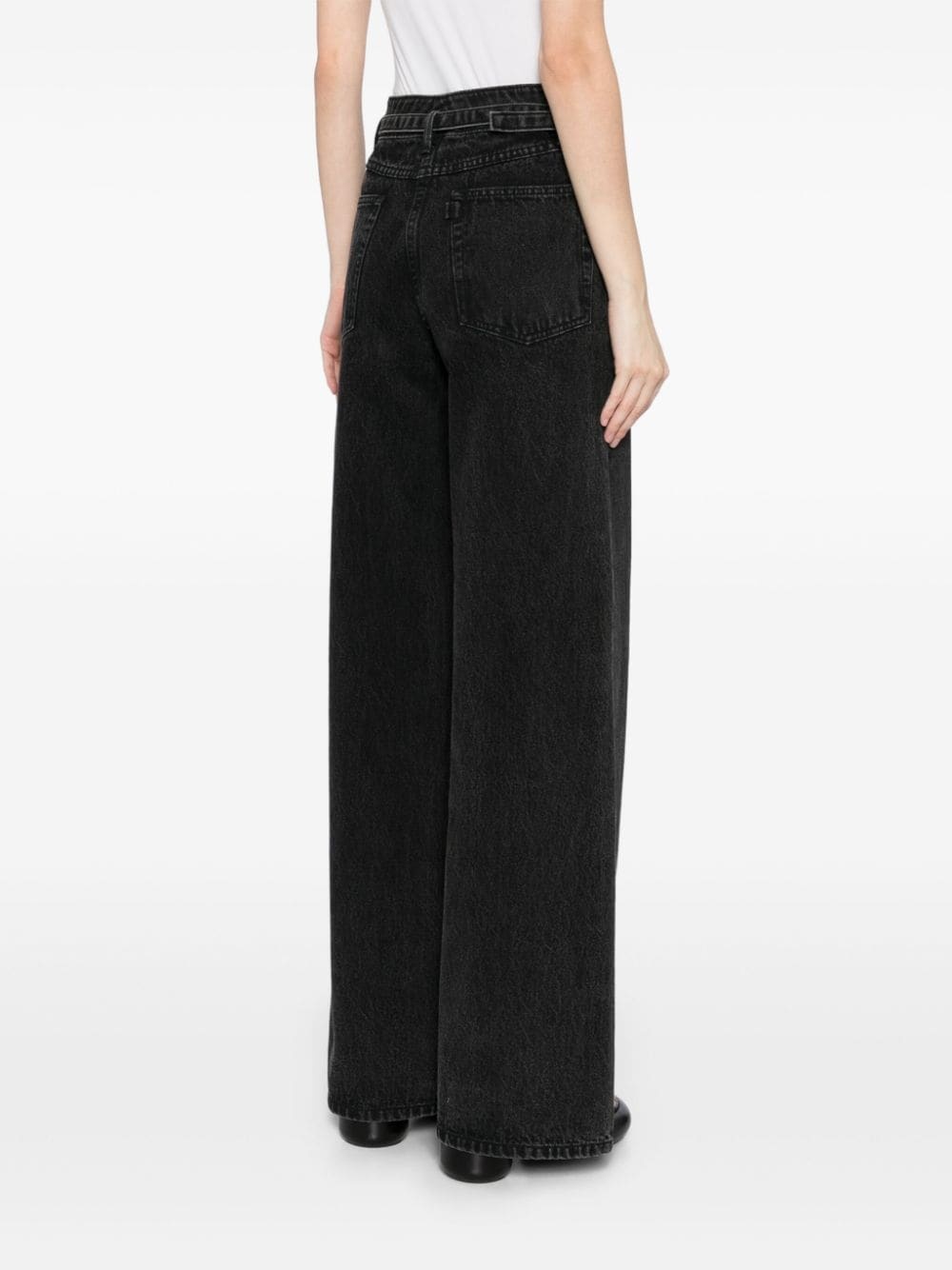belted wide leg jeans - 4
