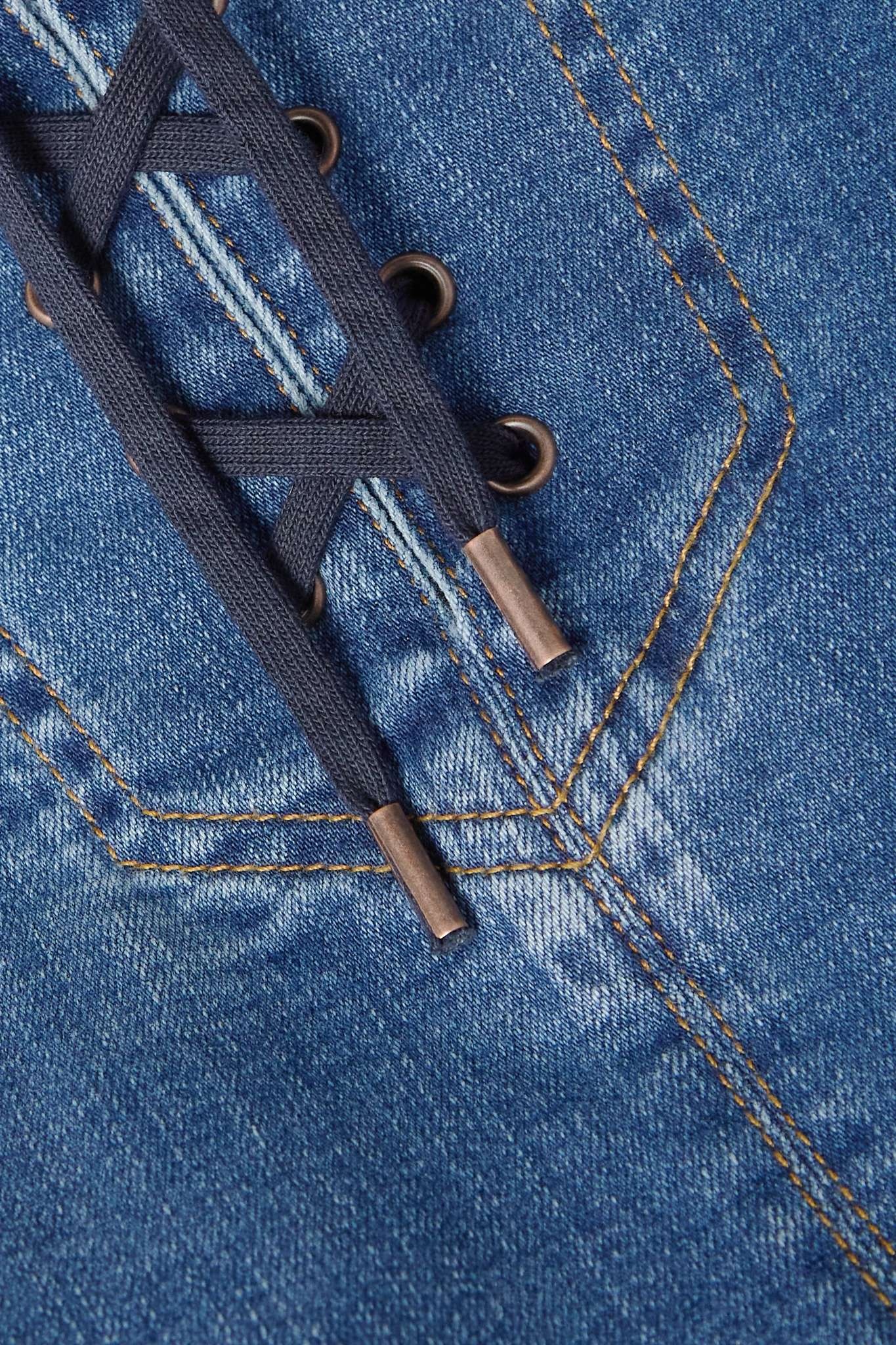 Lace-up organic denim mini skirt - 5