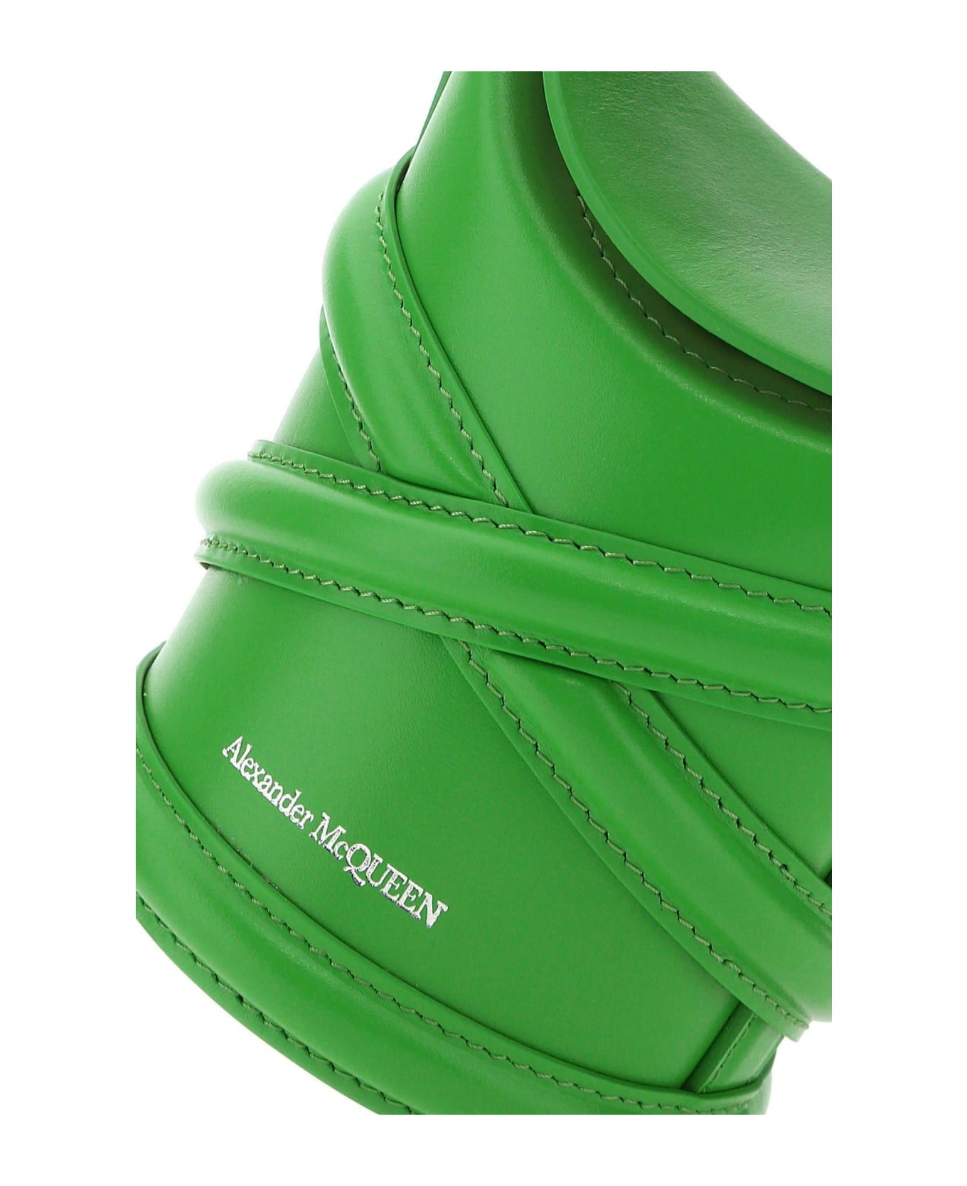 Grass Green Leather Mini The Curve Bucket Bag - 4