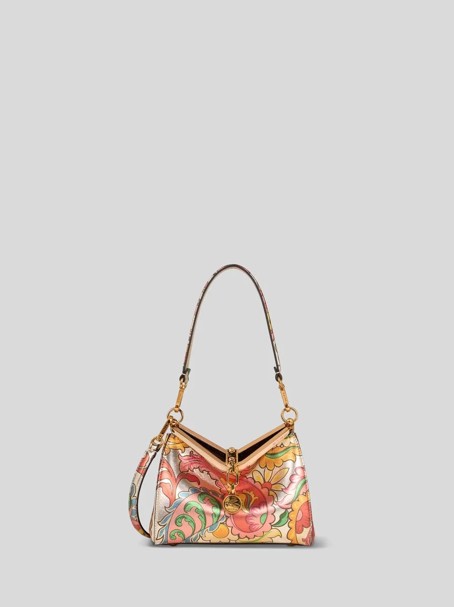 SMALL LAMINATED VELA BAG WITH FLOWERS - 1