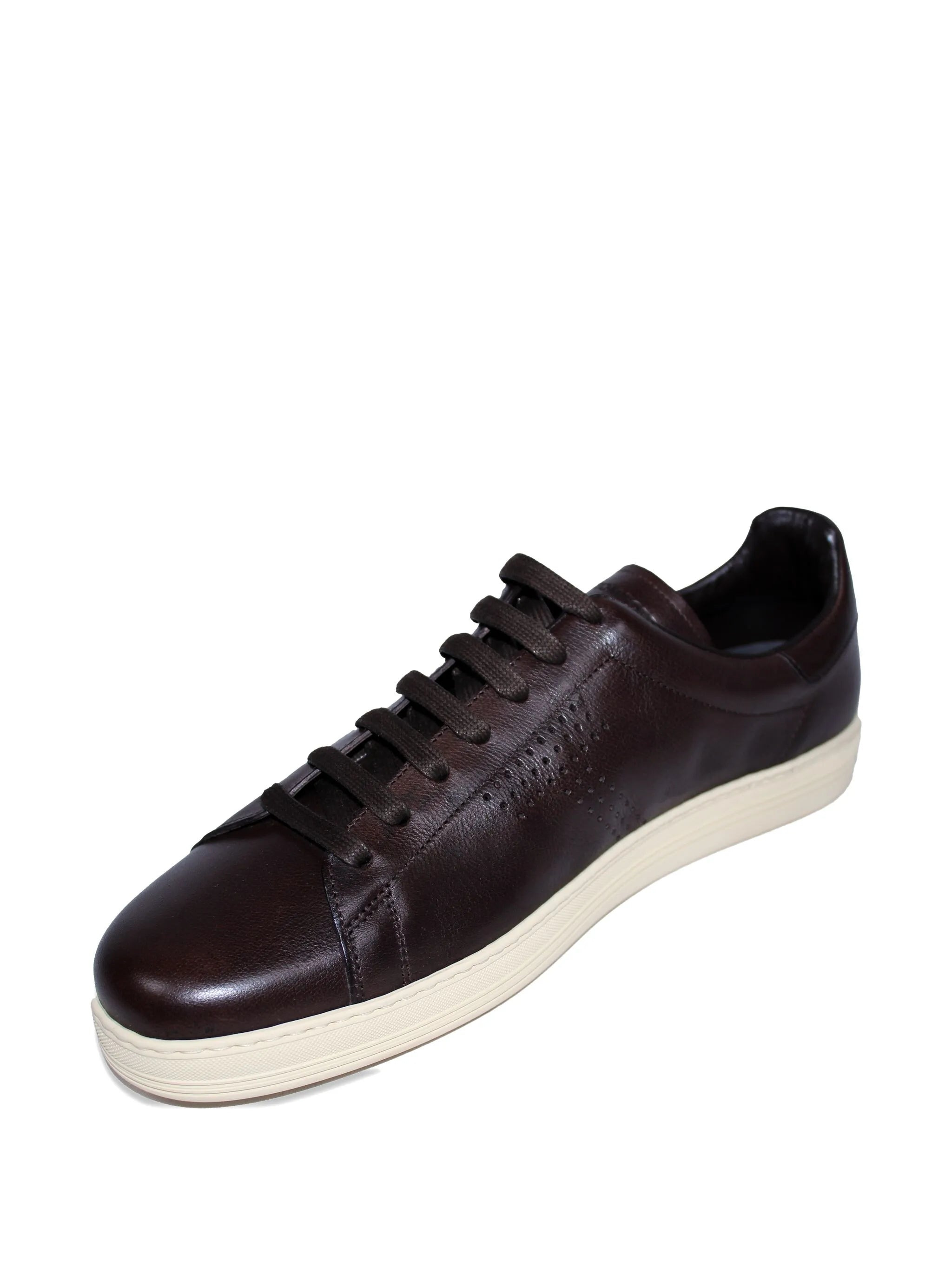PERFORATED-DETAIL LEATHER SNEAKERS - 3
