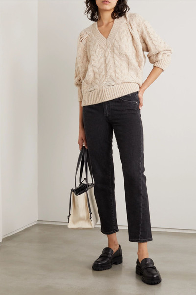 Stella McCartney Distressed cable-knit alpaca-blend sweater outlook