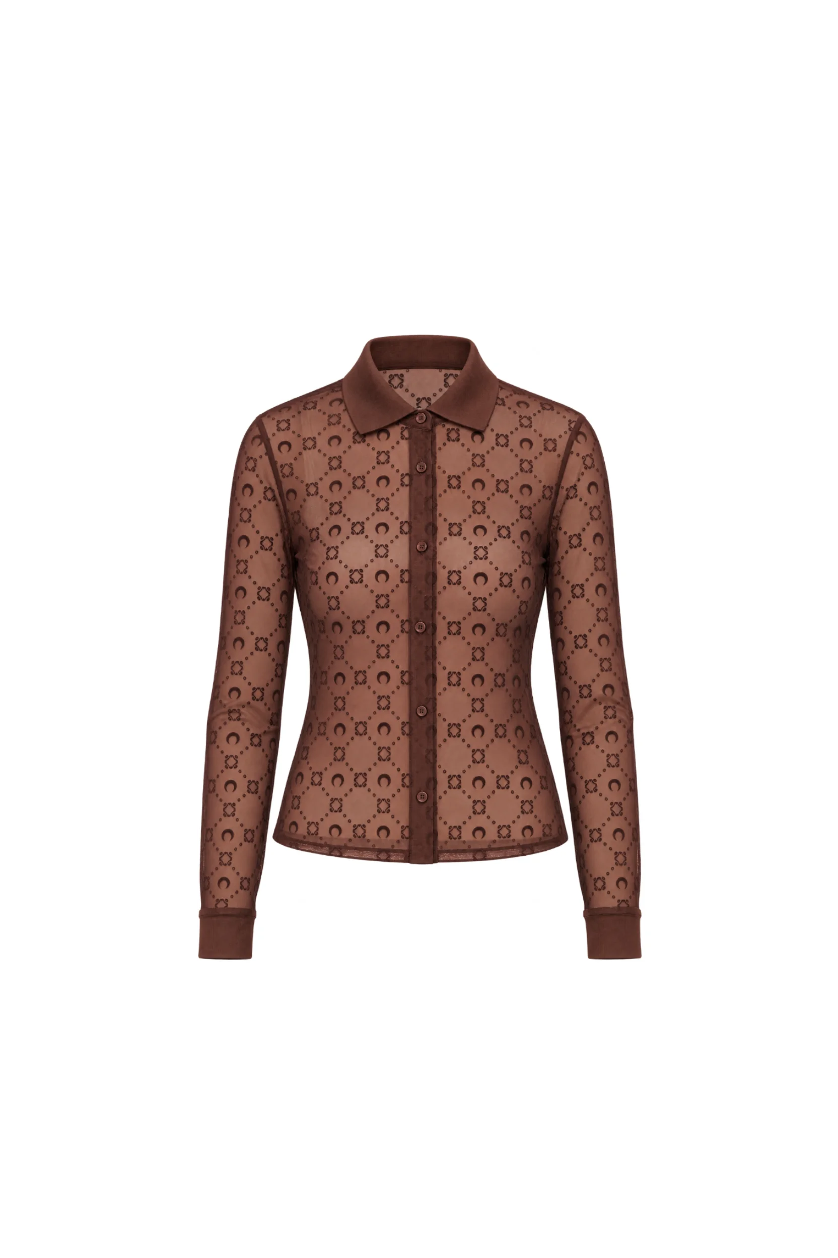MOONOGRAM MESH FLOCK LONG SLEEVES POLO SHIRT - 1