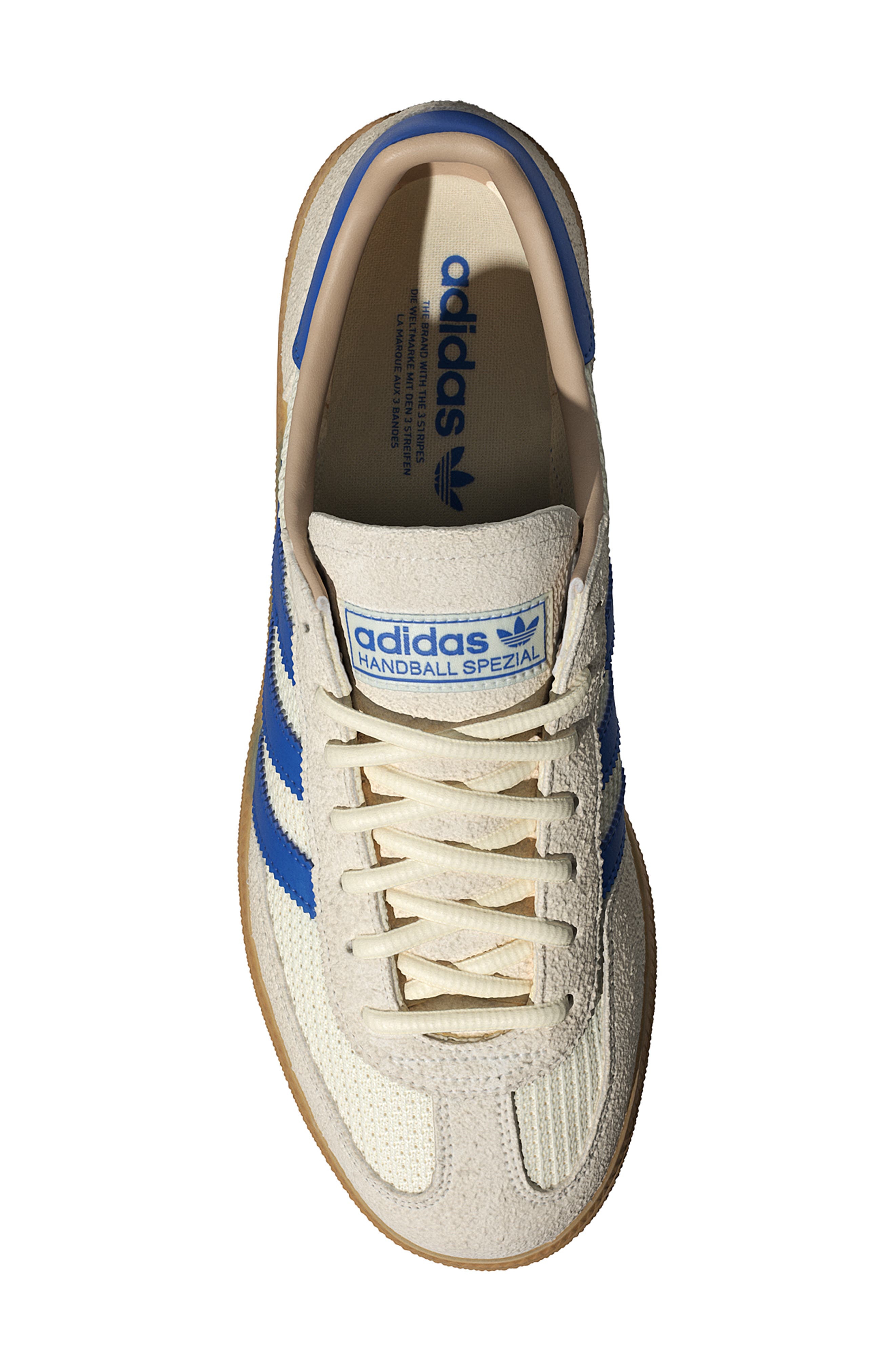 adidas Gender Inclusive Handball Spezial Sneaker in Cream White/Blue/Sandstone at Nordstrom - 4