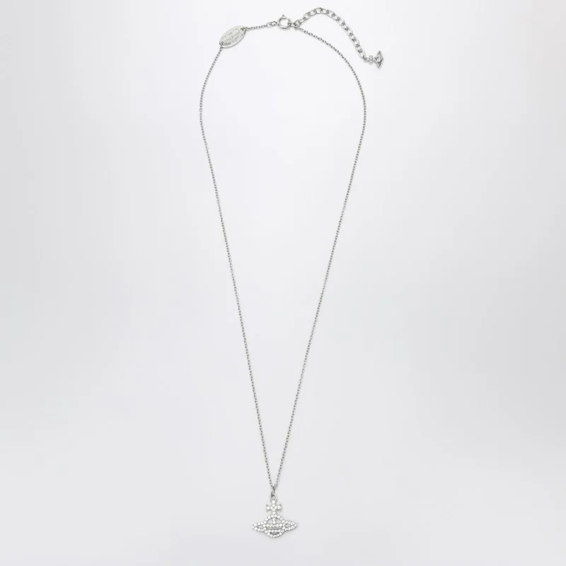 Platinum Orb pendant necklace with crystals - 1