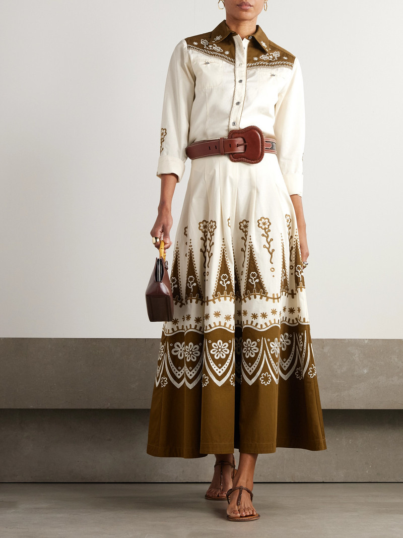 EMPORIO SIRENUSE Amelianna Embroidered Cotton-blend Drill Maxi Skirt outlook