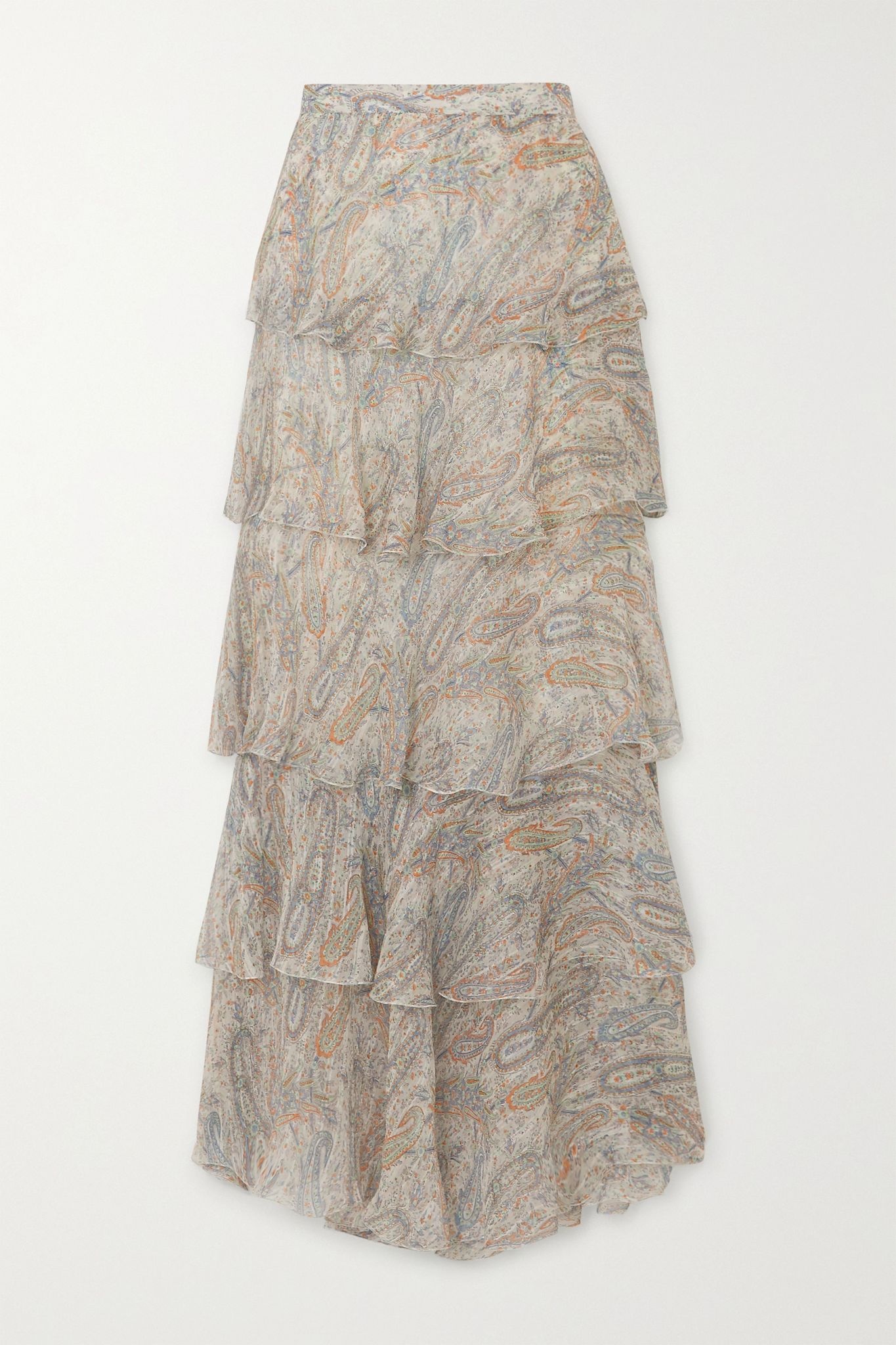 Tiered paisley-print silk-crepon maxi skirt - 1