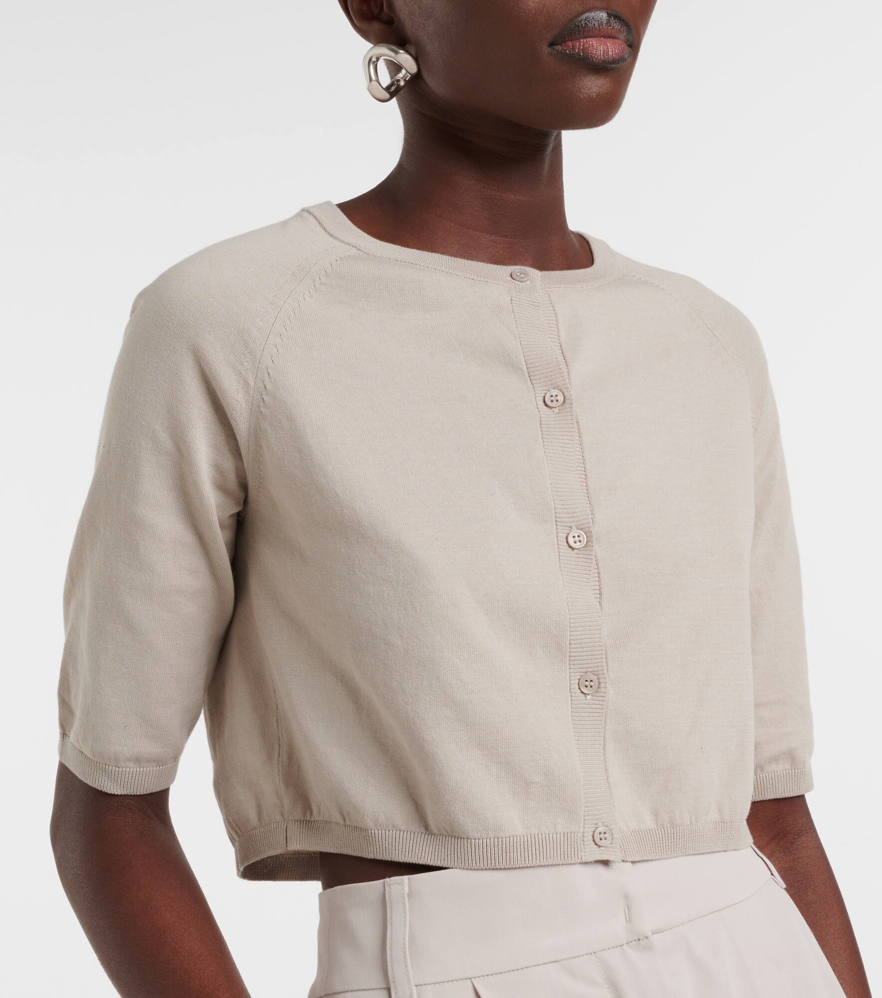 Pam cropped cotton cardigan - 6