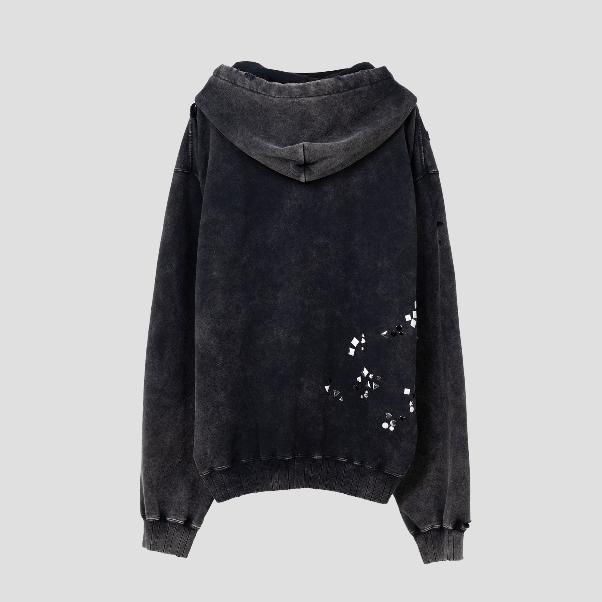EMBELLISHED BLEACHED HOODIE - 2
