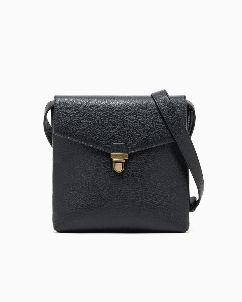 ICON PEBBLED LEATHER FLAT SHOULDER BAG 1