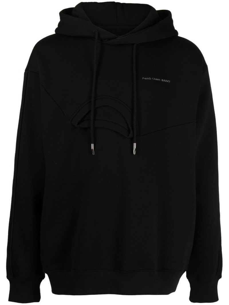 logo-embroidered layered-detail 후드 1