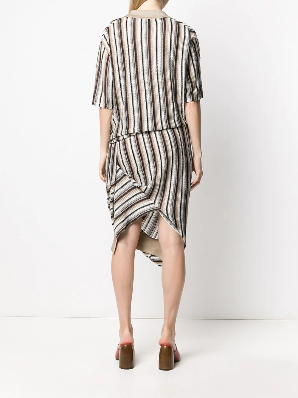 striped openwork detailed knit dress - 4