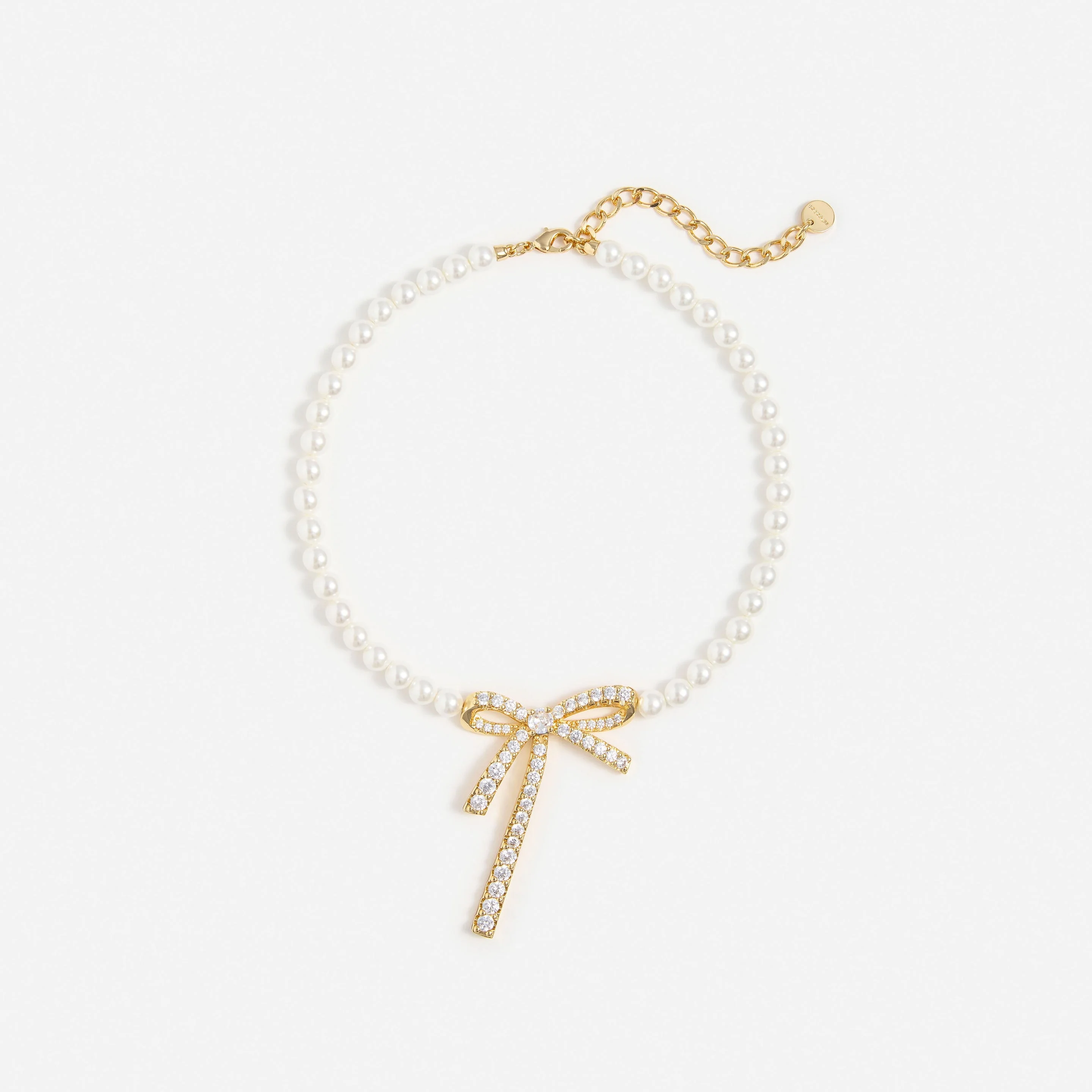 Gold Bow Pearl Necklace - 1
