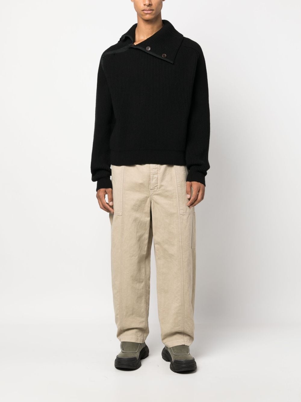 asymmetric ribbed-knit jumper - 2