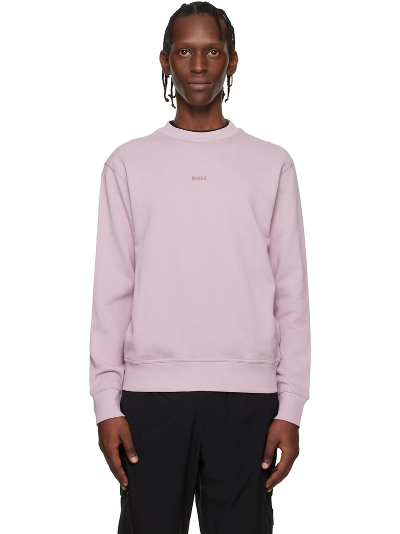 Purple Cotton Terry Contrast Logo Relaxed-Fit Sweatshirt 1