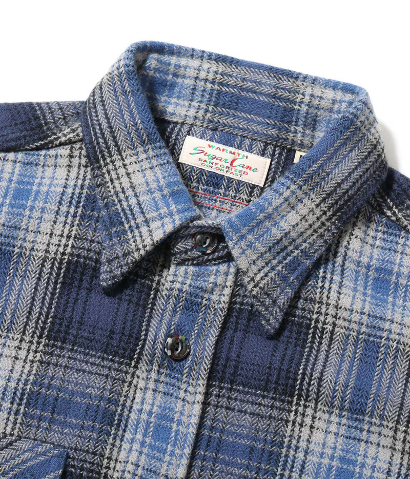 SUGAR CANE SC29584 Fiction Romance Herringbone Twill Check Work Shirt Navy outlook