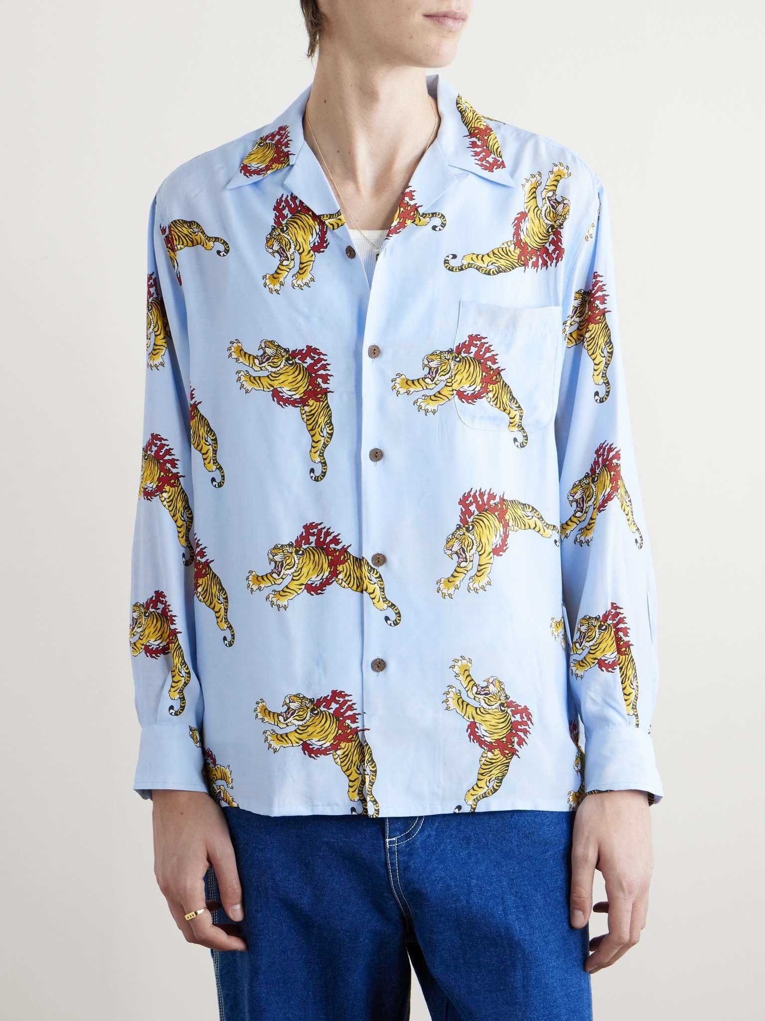 + Tim Lehi Convertible-Collar Printed Matte-Satin Shirt - 3