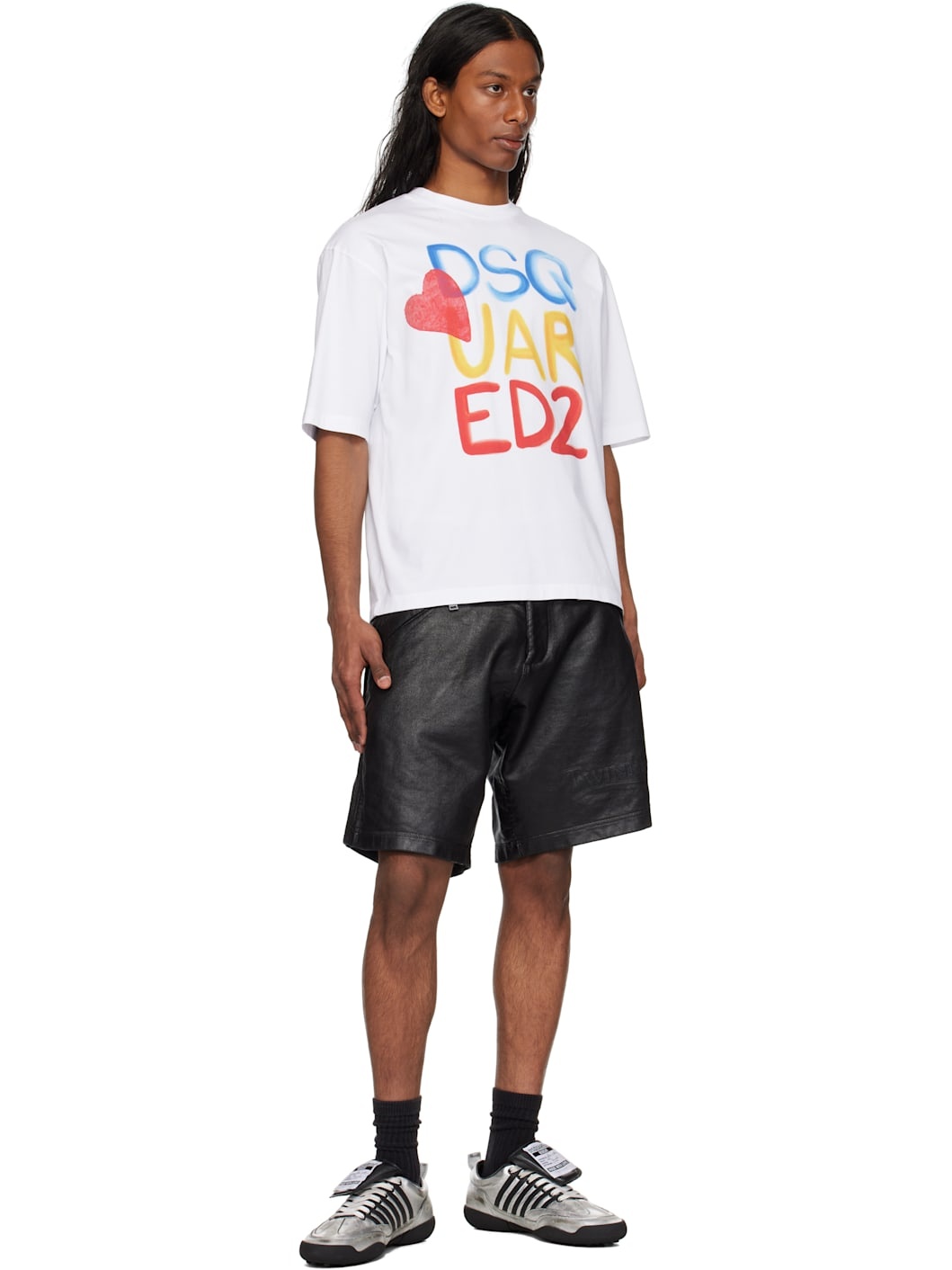 White Summer Lovers Loose Fit Colourful Logo T-shirt - 4