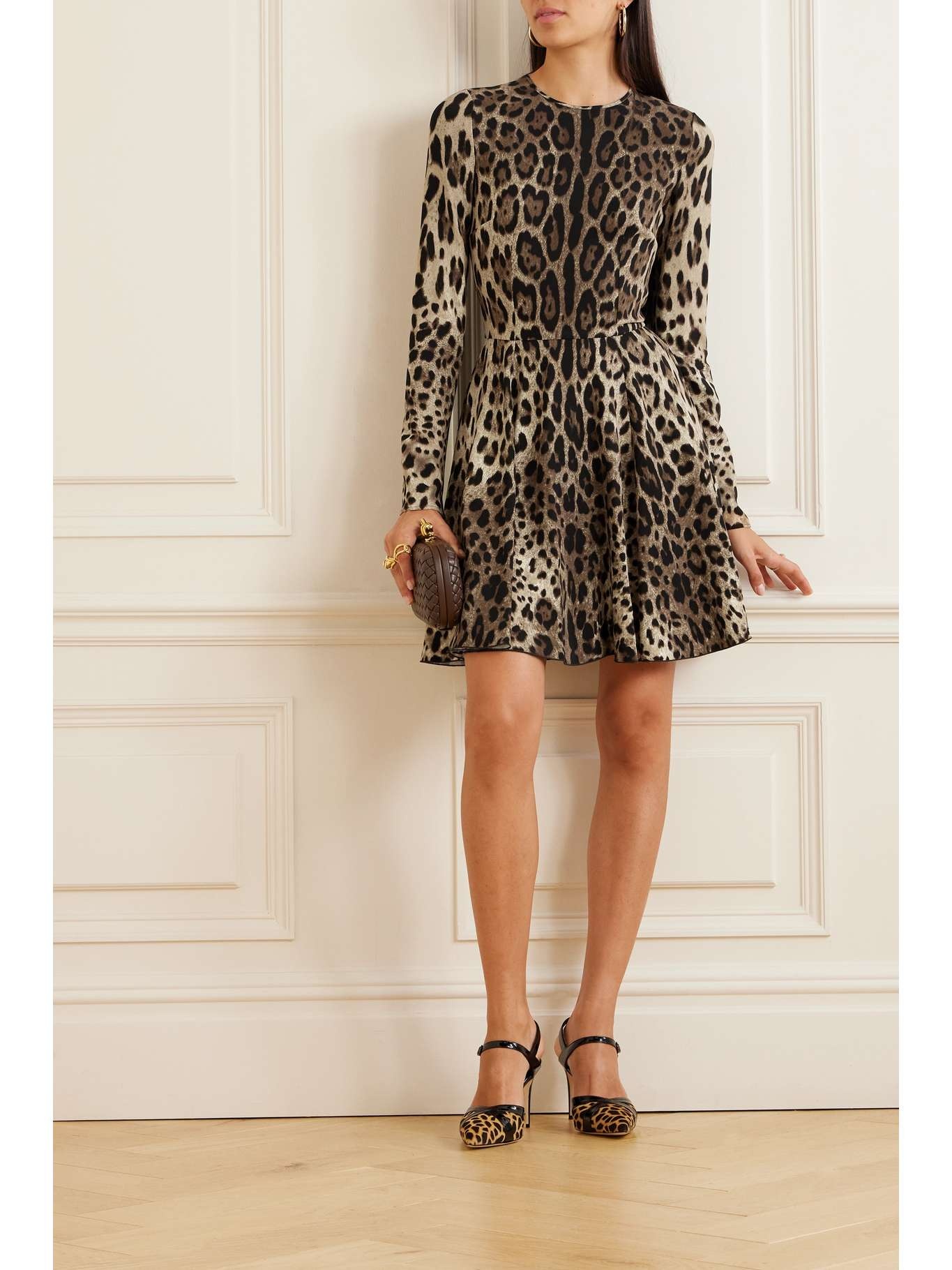 Leopard-print stretch-satin mini dress - 2