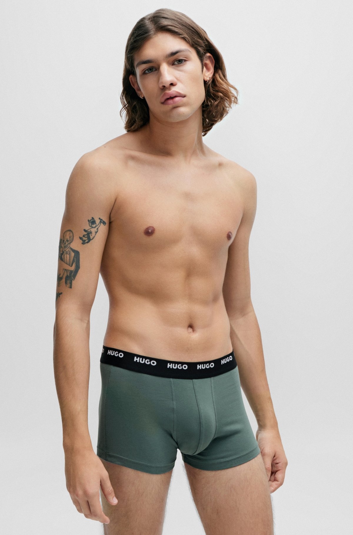FIVE-PACK OF STRETCH-COTTON TRUNKS WITH LOGO WAISTBANDS - 7