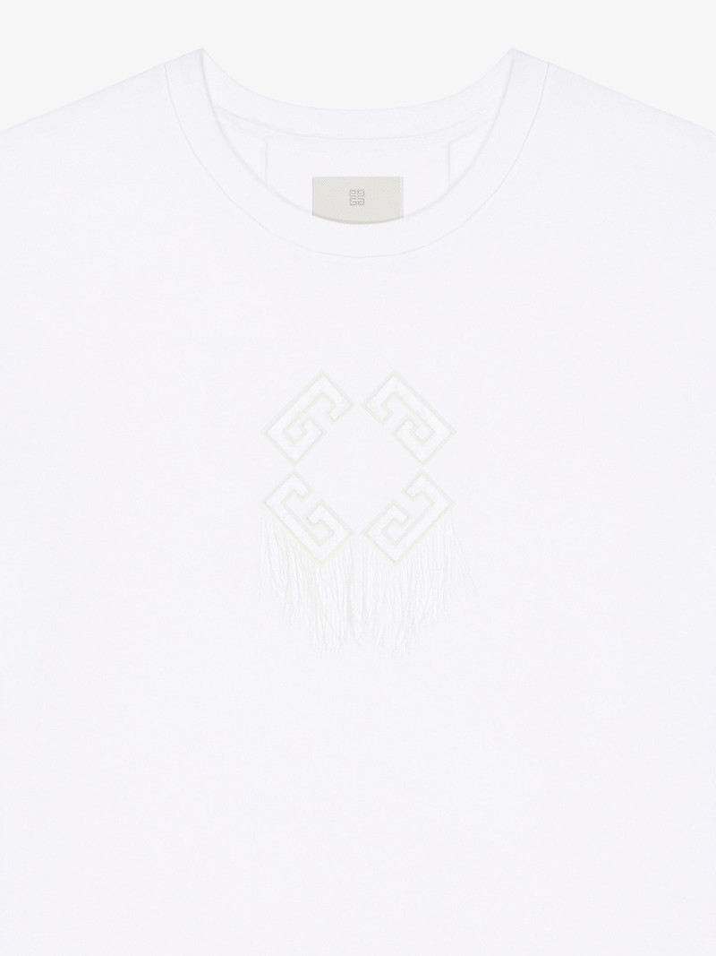 T-SHIRT IN COTTON MONOGRAM 72 WITH LACE AND FRINGE 4