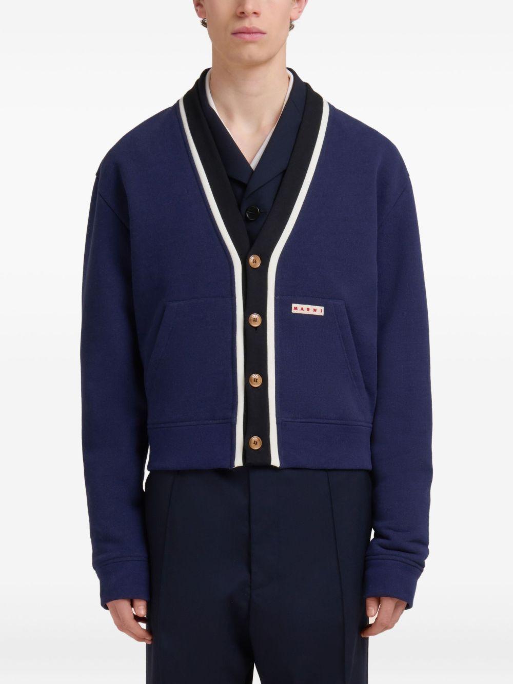 contrasting-trim cardigan - 2