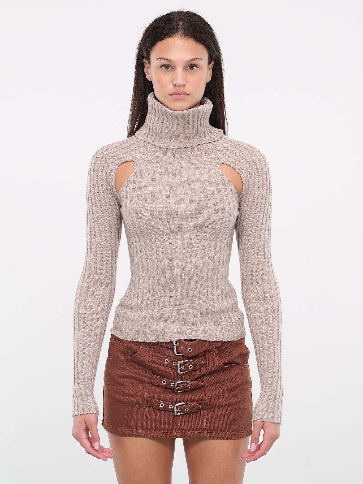 Cut-Out Turtleneck Sweater - 1