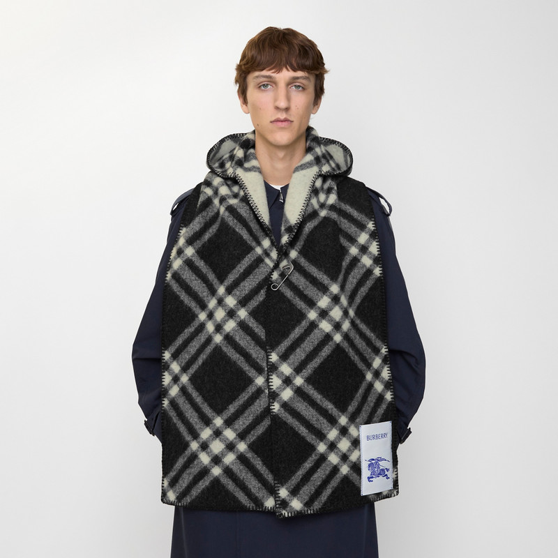 Check Wool Hooded Scarf 4