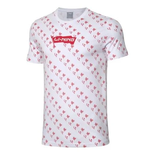 Li-Ning Basketball Series Red Flag Printing Short Sleeve 'White' AHSP825-1 - 1