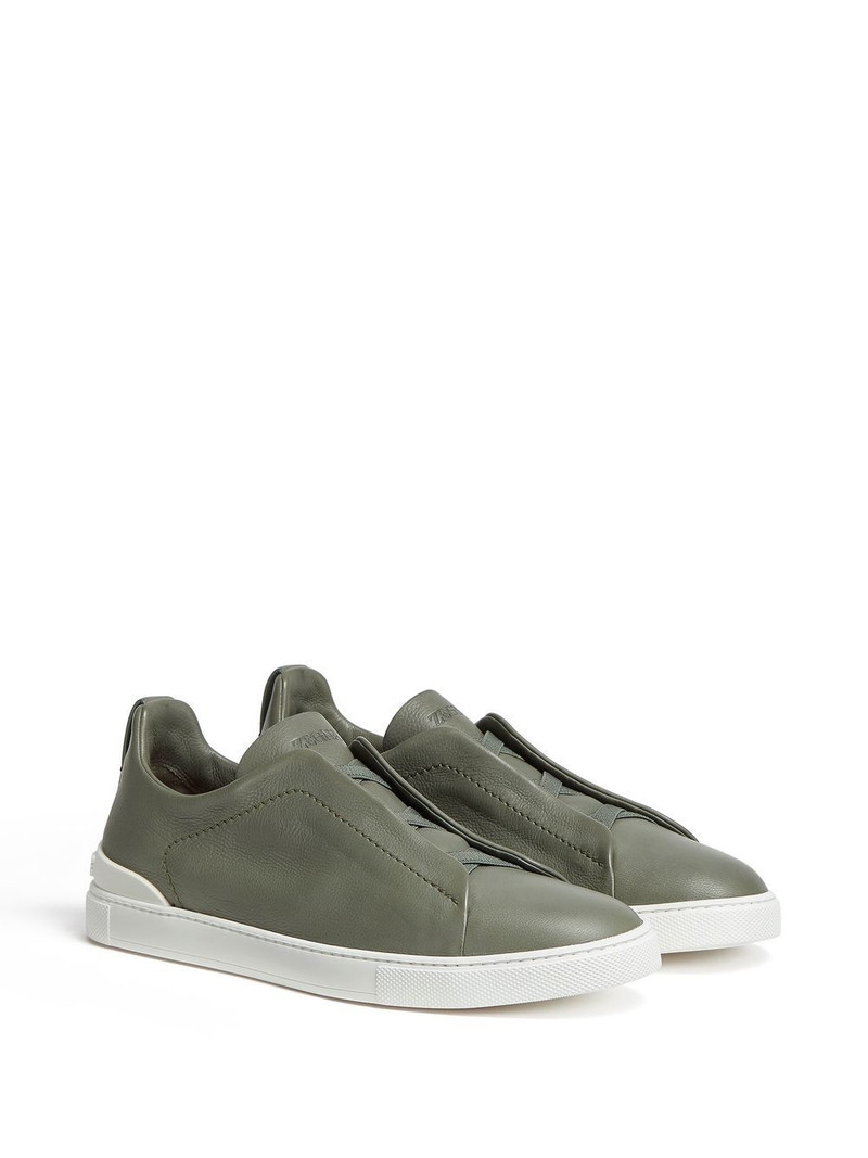 ZEGNA Triple Stitch leather sneakers outlook