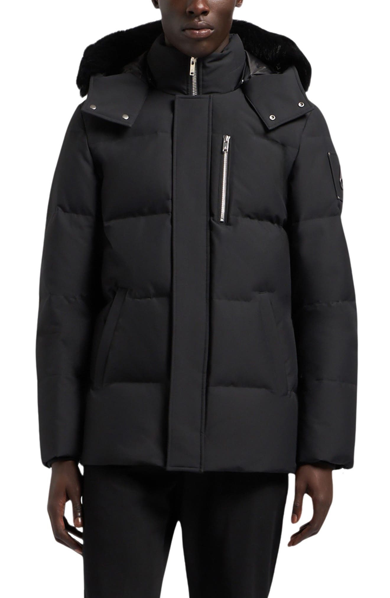Moose Knuckles Cloud 3Q Water Repellent Down Puffer Jacket with Removable Hood in Black W/Black Sh a - 1