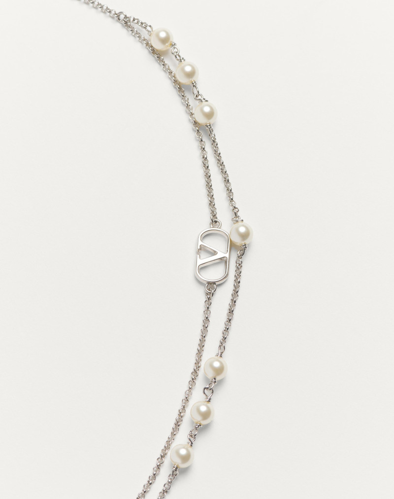 Valentino VLOGO SIGNATURE METAL NECKLACE WITH SWAROVSKI® PEARLS outlook