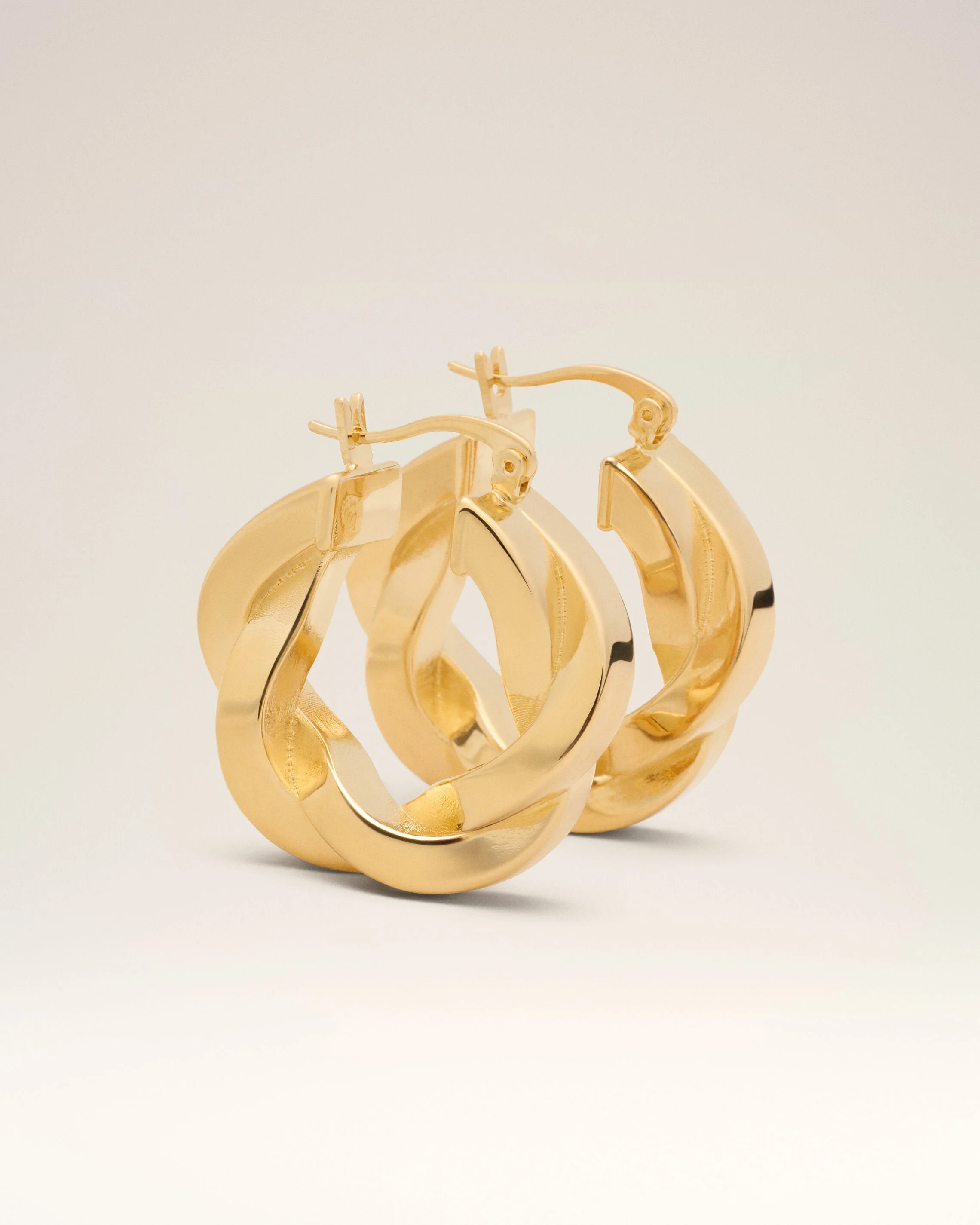 GOLD BRASS TRESSE HOOPS - 1