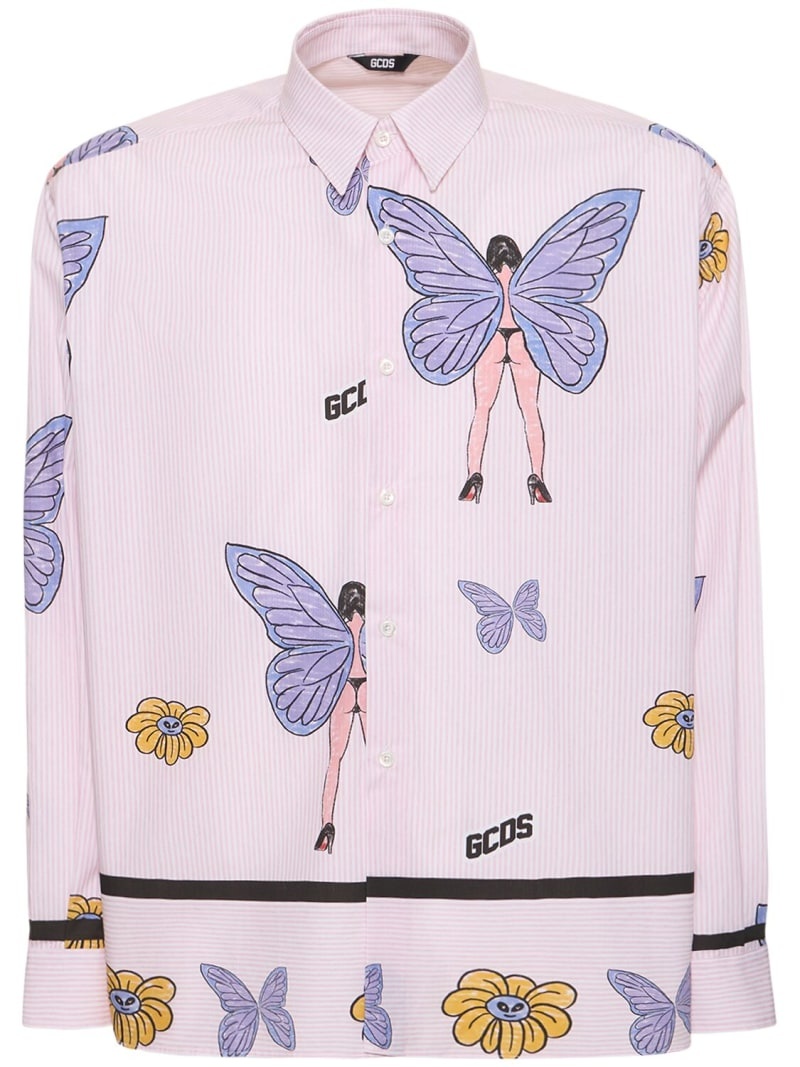 Butterfly logo cotton poplin shirt - 1