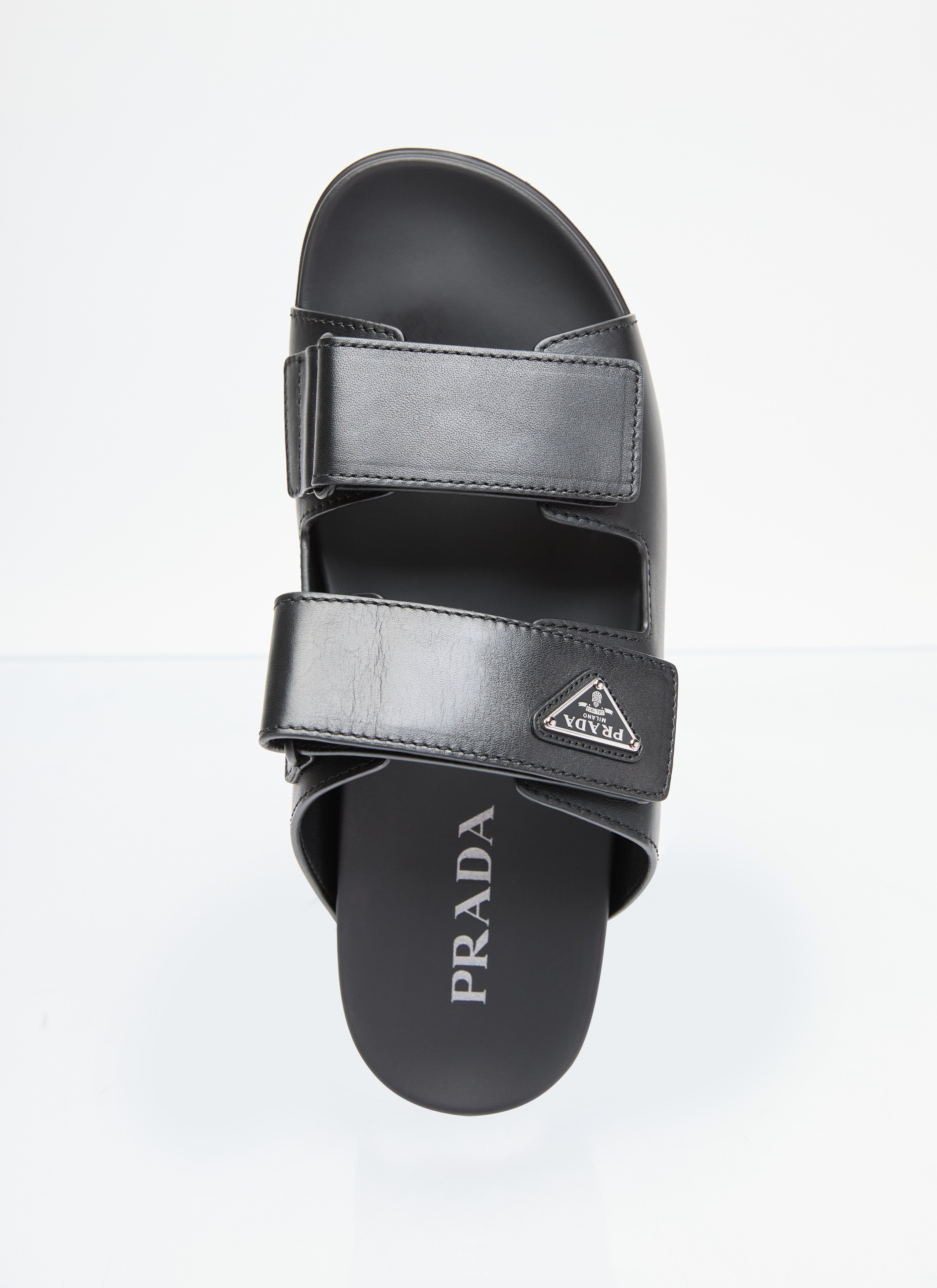 Prada Men Logo Plaque Leather Slides - 7