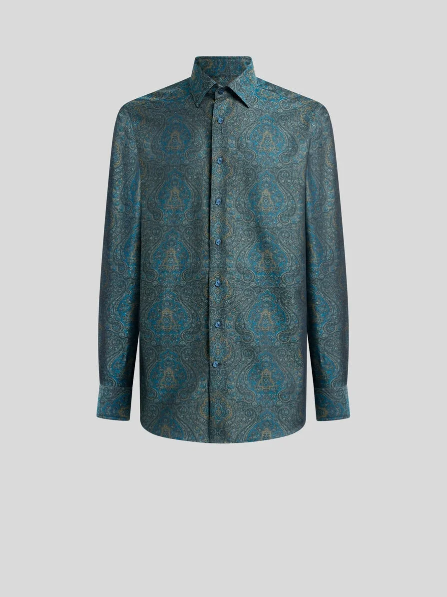 COTTON JACQUARD SHIRT WITH ORNAMENTAL MOTIF - 1