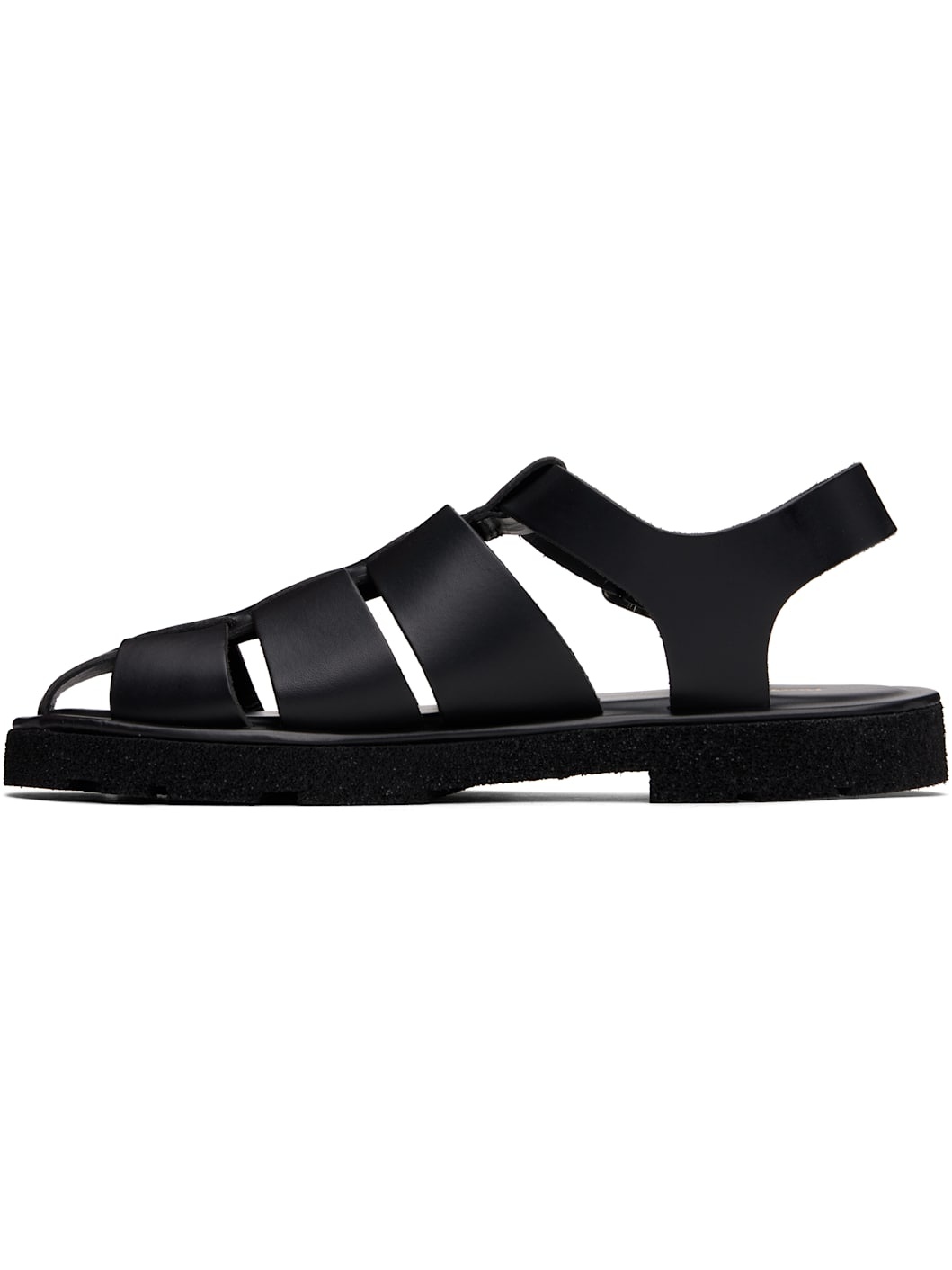 Black Leather Sandoval Fisherman Sandals - 3