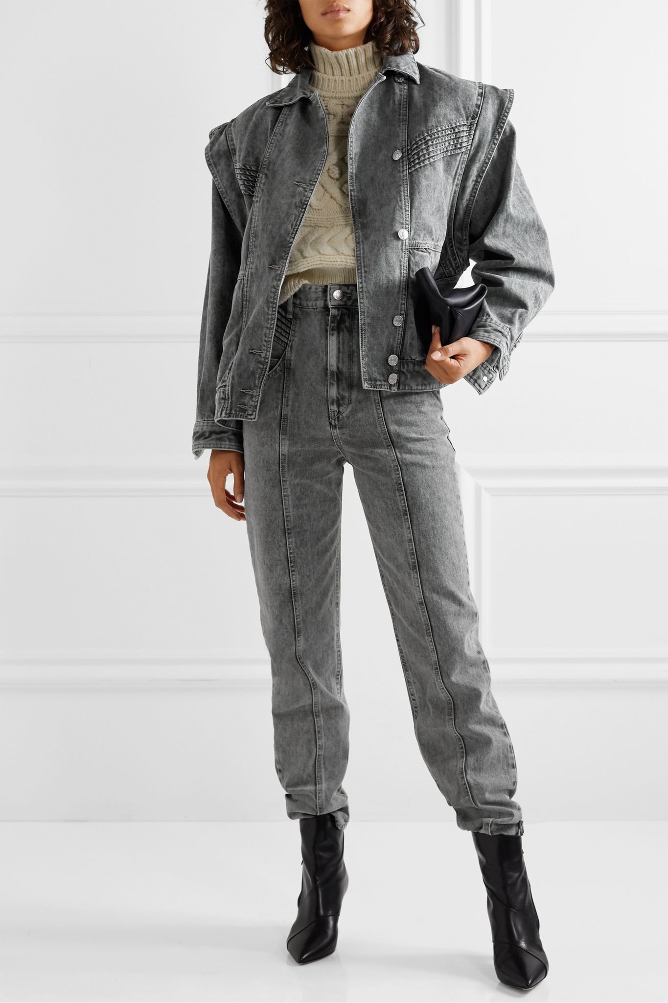 Harmon oversized convertible acid-wash denim jacket - 6