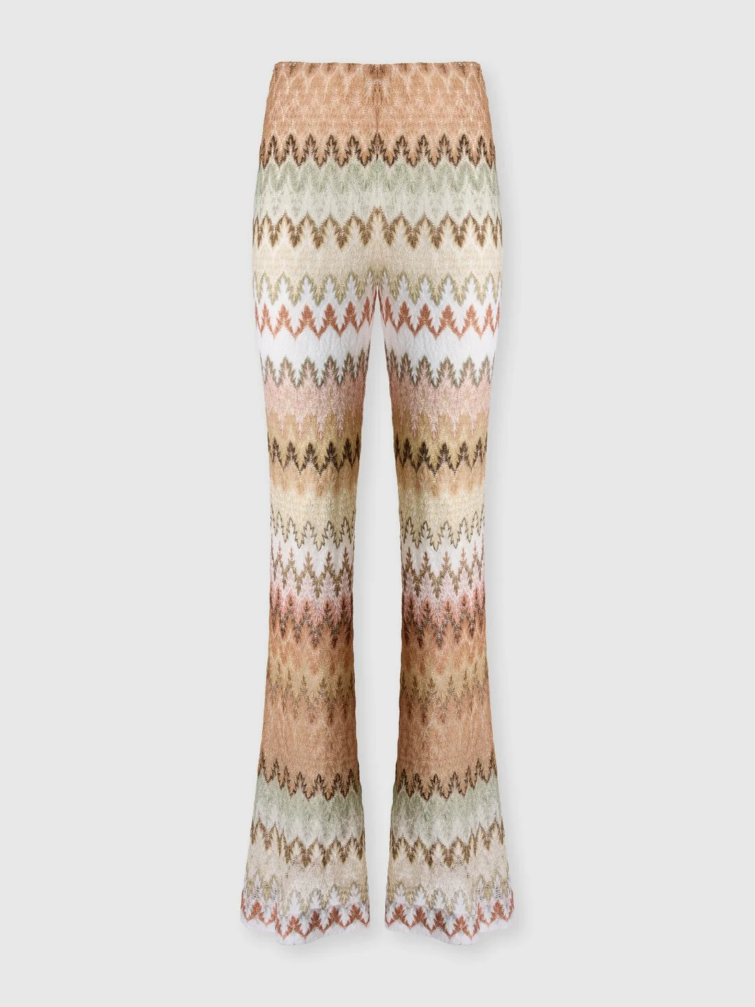 Flare trousers in viscose-blend lamé with zig zag motif - 1