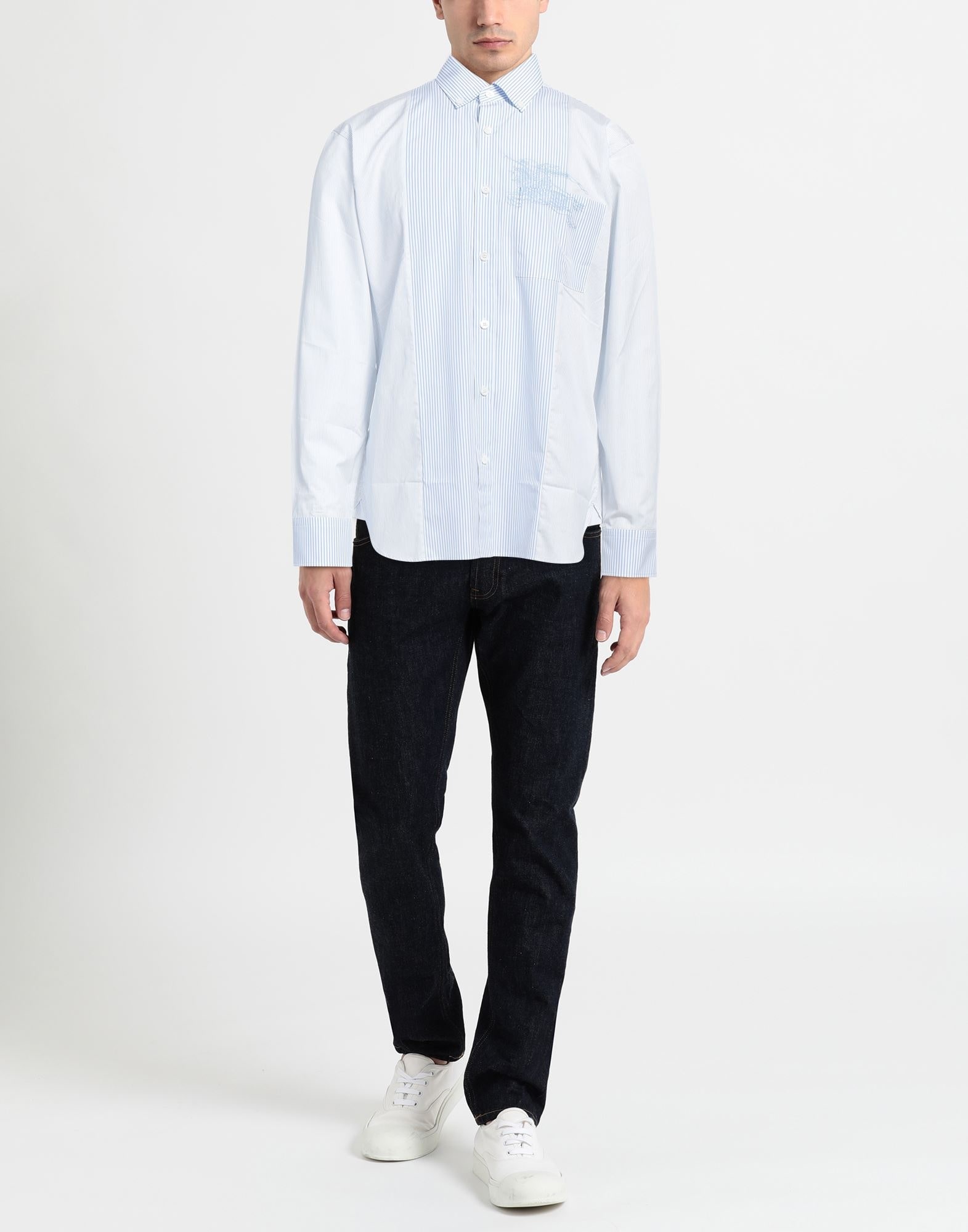 Burberry Sky blue Men's Striped Shirt | yoox | REVERSIBLE