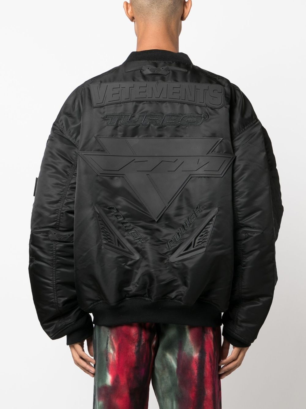 logo-patch zip-up bomber jacket - 4