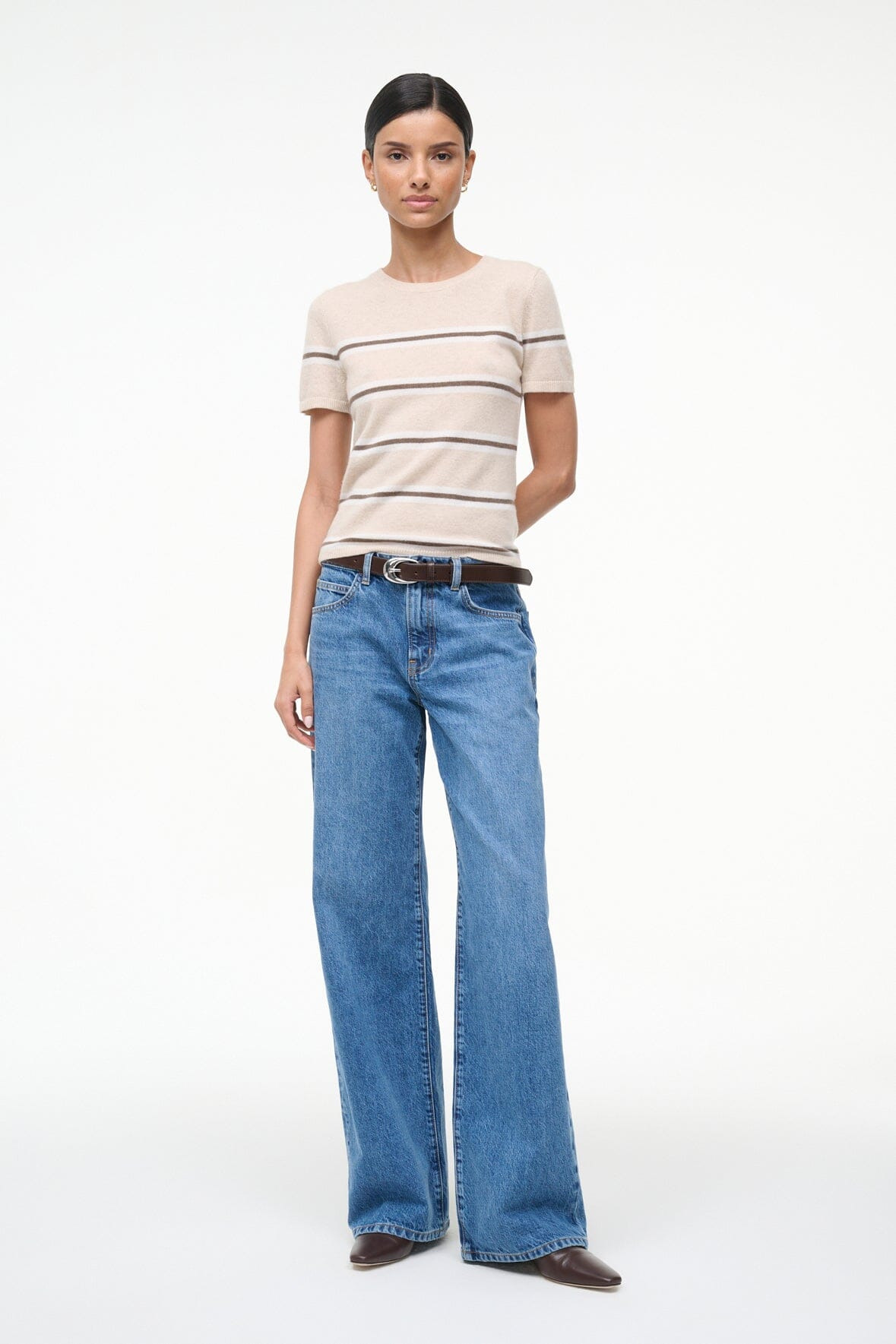 STAUD EASY CASHMERE TEE WHISPER STRIPE - 2