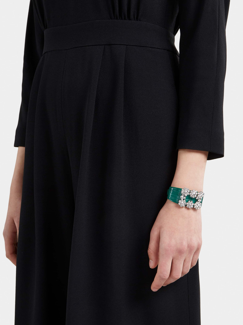 Roger Vivier Flower Strass Buckle Bracelet in Crocodile outlook